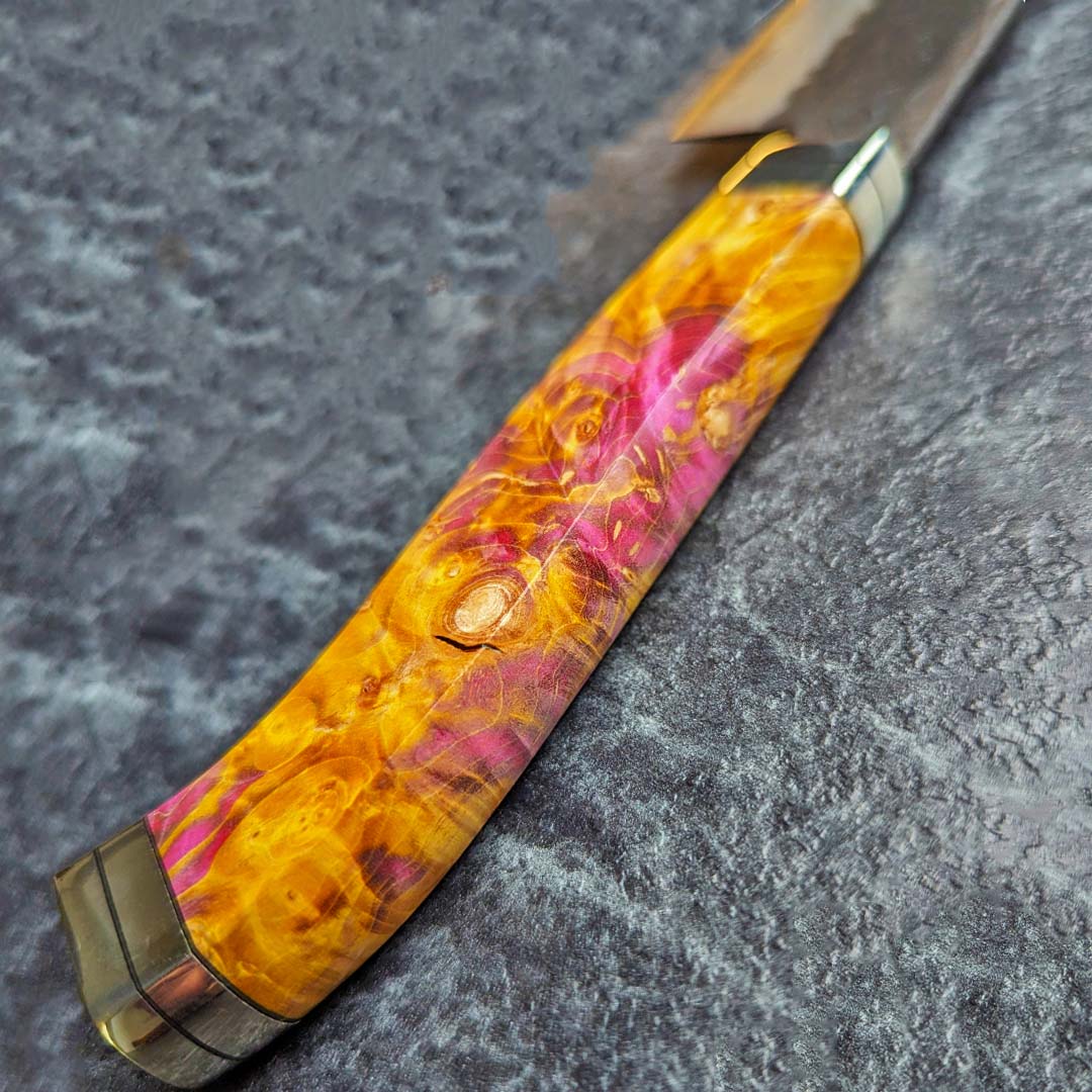 實光刃物 秘宝 JOKER 三德 180mm 超級青紙鋼 黑打 槌目 橘彩特殊柄:圖片 8