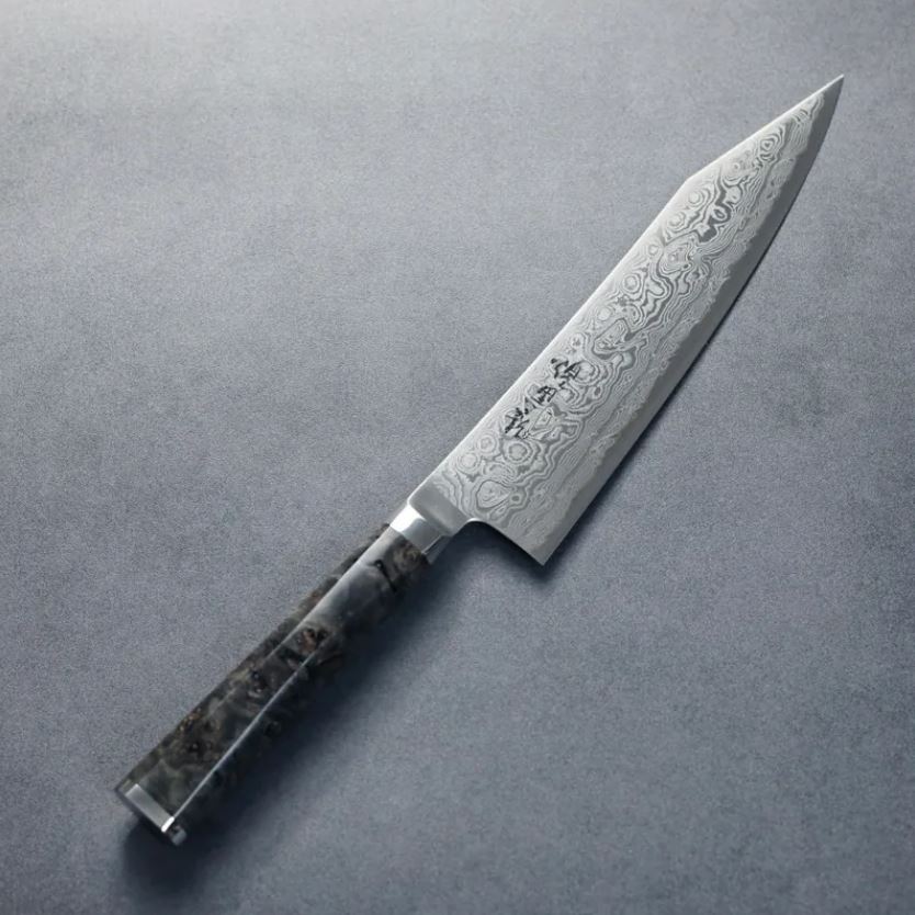 龍泉刃物 煌黑龍 牛刀 210mm (2) 龍泉刃物 煌黑龍 牛刀 210mm SG2粉末HSS鋼 99層鎳染大馬士革