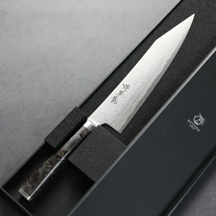 龍泉刃物 煌黑龍 牛刀 210mm (3) 龍泉刃物 煌黑龍 牛刀 210mm SG2粉末HSS鋼 99層鎳染大馬士革