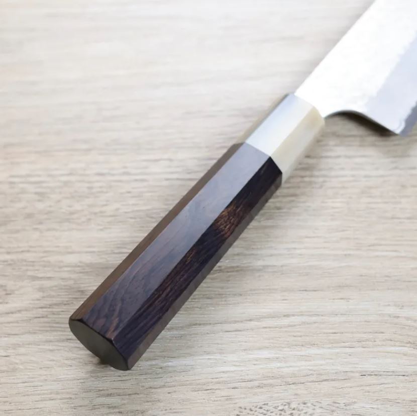 切付牛刀 240mm SG2粉末HSS鋼 磨鎚目 (3) 二唐刃物 切付牛刀 240mm SG2粉末HSS鋼 磨鎚目