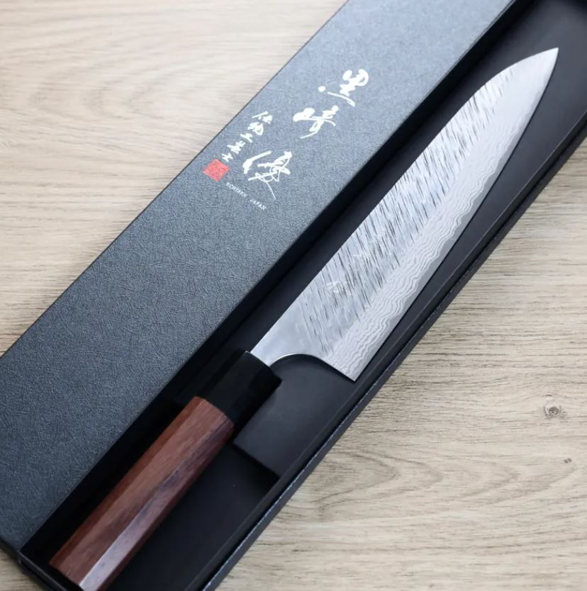 黑崎優 風神 牛刀 240mm VG10鋼 墨流