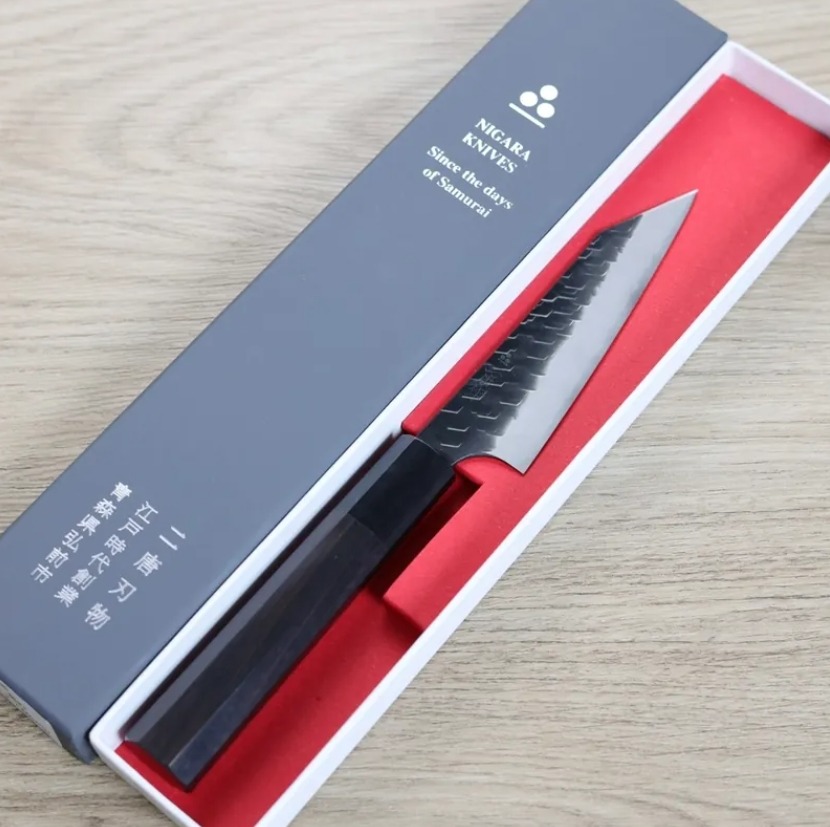 二唐刃物 切付蔬果 120mm SG2粉末HSS鋼 黑打鎚目 (2) 二唐刃物 切付蔬果 120mm <br>SG2粉末HSS鋼 黑打鎚目