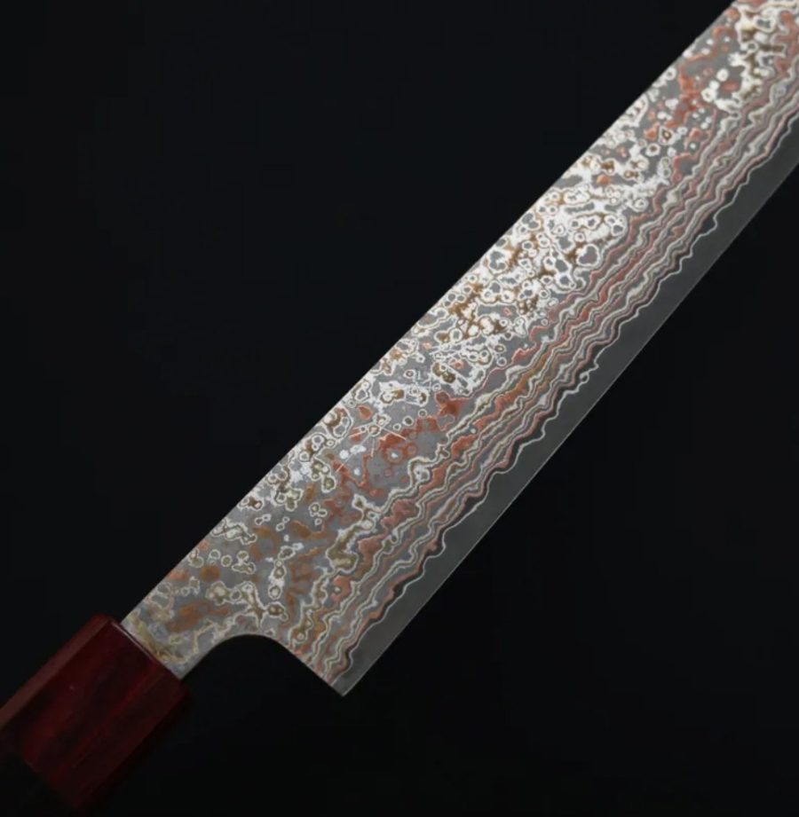 佐治武士 筋引 270mm VG10鋼 黑染霓虹大馬士革 紫檀柄