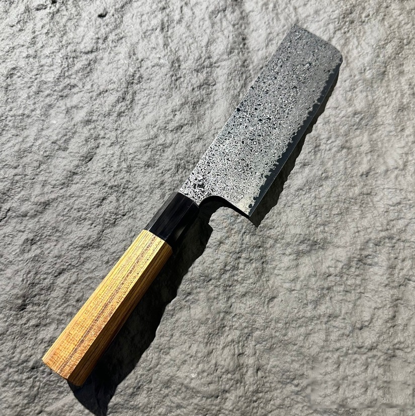 初心x彌氏良寬 銀葉 菜切 170mm 銀三鋼 大馬士革