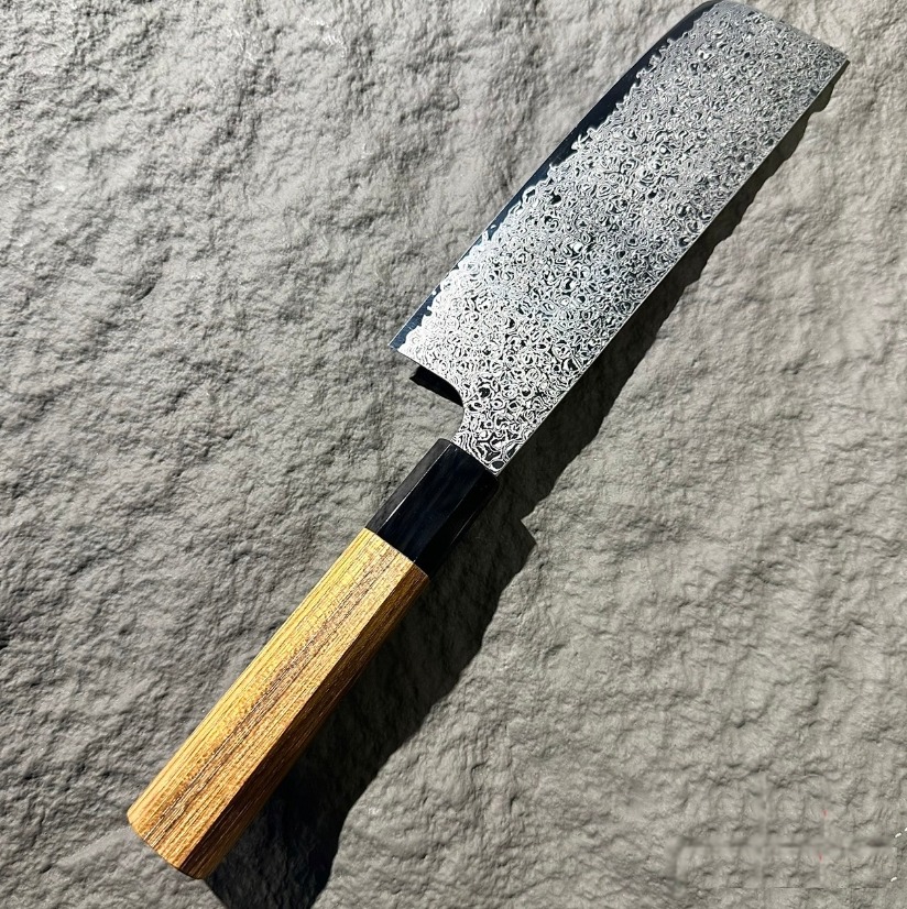 初心x彌氏良寬 銀葉 菜切 170mm 銀三鋼 大馬士革