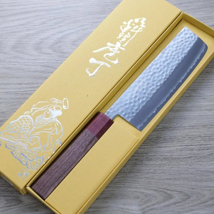 增谷訓生 寬版菜切 165mm VG1鋼 鎚目 和柄 (2) 增谷訓生 寬版菜切 165mm VG1鋼 鎚目 和柄