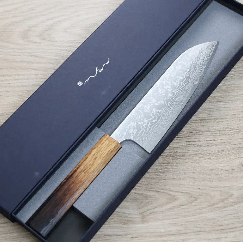 安立打刃物 三德刀 165mm VG10 大馬士革 和柄 (2) 安立打刃物 三德刀 165mm VG10 大馬士革 和柄