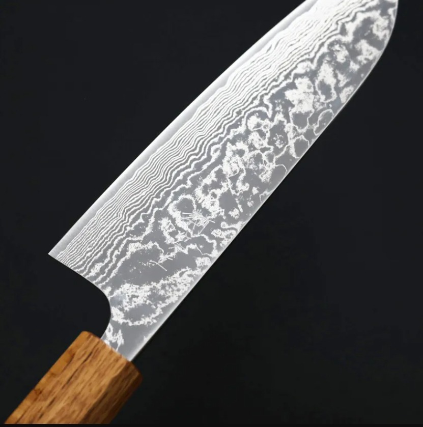 安立打刃物 三德刀 165mm VG10 大馬士革 和柄 (3) 安立打刃物 三德刀 165mm VG10 大馬士革 和柄