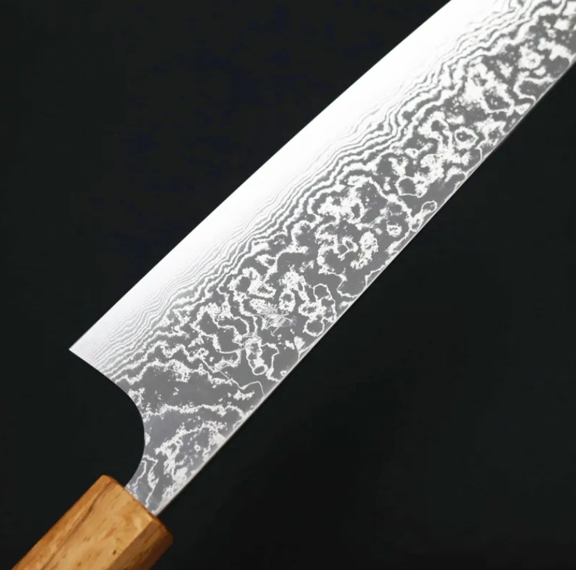 安立打刃物 牛刀 240mm VG10 大馬士革 和柄 (5) 安立打刃物 牛刀 240mm VG10 大馬士革 和柄