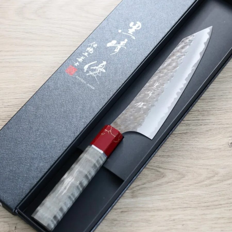 黑崎優 閃光 文化 165mm 青紙超級鋼 紅松石穩定木 (2) 黑崎優 閃光 文化 165mm 青紙超級鋼 紅松石/穩定木