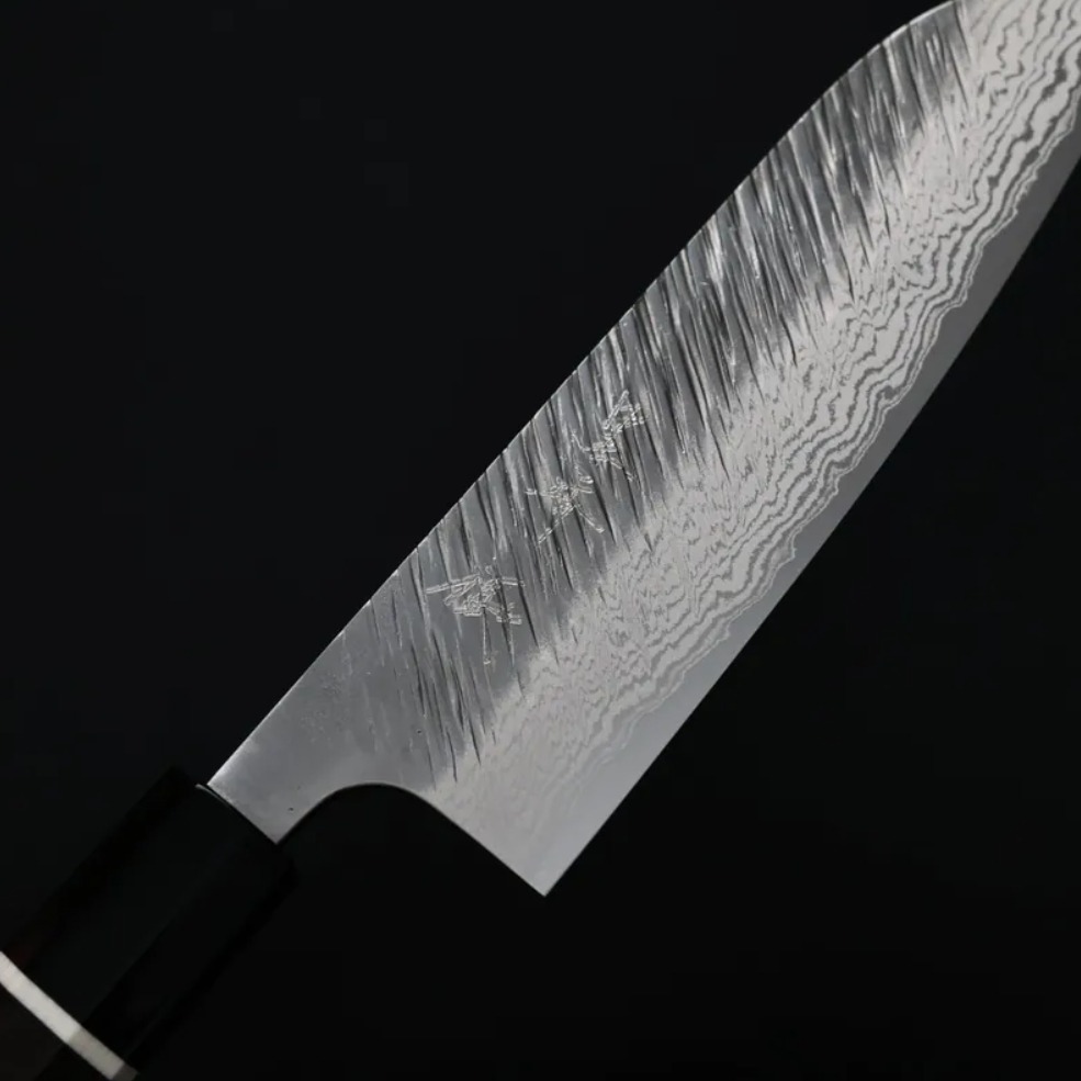 黑崎優 風神 三德 165mm VG10鋼 墨流 黑檀柄:圖片 3