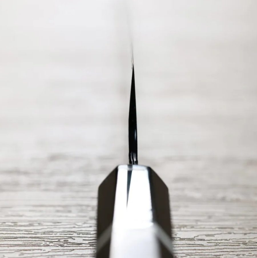 二唐刃物 先丸筋引 300mm<br>SG2粉末HSS鋼 黑打鎚目