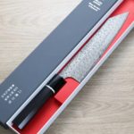 二唐刃物 切付牛刀 240mm<br>SG2粉末HSS鋼 暗紋 黑檀八角柄