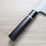 二唐刃物 切付牛刀 240mm<br>SG2粉末HSS鋼 暗紋 黑檀八角柄