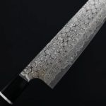 二唐刃物 切付牛刀 240mm<br>SG2粉末HSS鋼 暗紋 黑檀八角柄