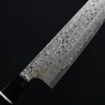 二唐刃物 牛刀 240mm SG2粉末HSS鋼<br>暗紋 黑檀八角柄