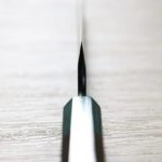 二唐刃物 骨刻 170mm SG2粉末HSS鋼 黑打鎚目 黑檀八角柄