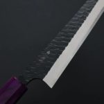 二唐刃物 骨刻 170mm SG2粉末HSS鋼 黑打鎚目 黑檀八角柄