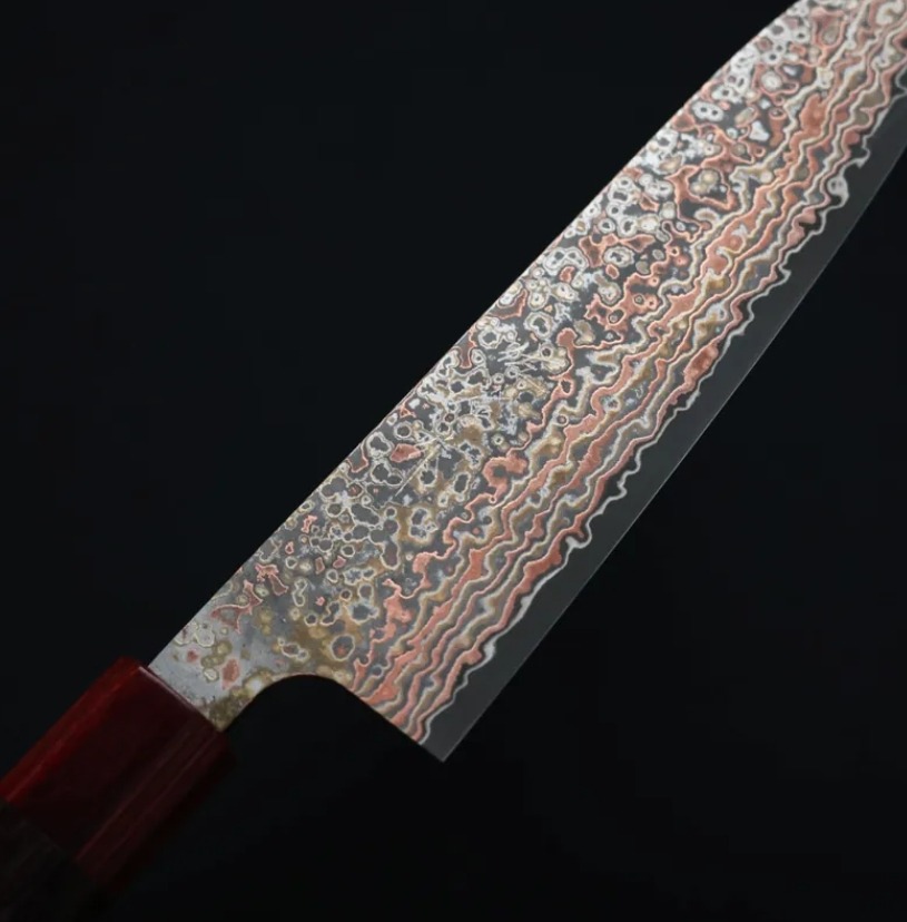 佐治武士 牛刀 180mm VG10鋼 黑染霓虹大馬士革