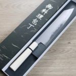明神利器製作所 鐵人作 切付牛刀 240mm 銀三鋼 總霞 (2) 明神利器製作所 鐵人作 切付牛刀 240mm 銀三鋼 總霞