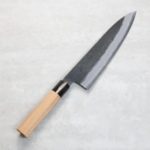 日野浦刃物 味方屋 牛刀 210mm 白紙鋼 黑打鍛地墨流 日野浦刃物 味方屋 牛刀 210mm 白紙鋼 黑打鍛地墨流