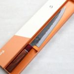 日野浦刃物 筋引 240mm 白紙鋼 黑打鍛地墨流 (2) 日野浦刃物 味方屋 筋引 240mm 白紙鋼 黑打鍛地墨流