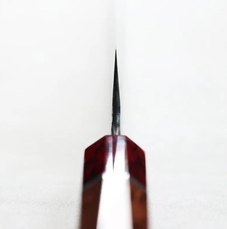 日野浦刃物 筋引 240mm 白紙鋼 黑打鍛地墨流 (4) 日野浦刃物 味方屋 筋引 240mm 白紙鋼 黑打鍛地墨流