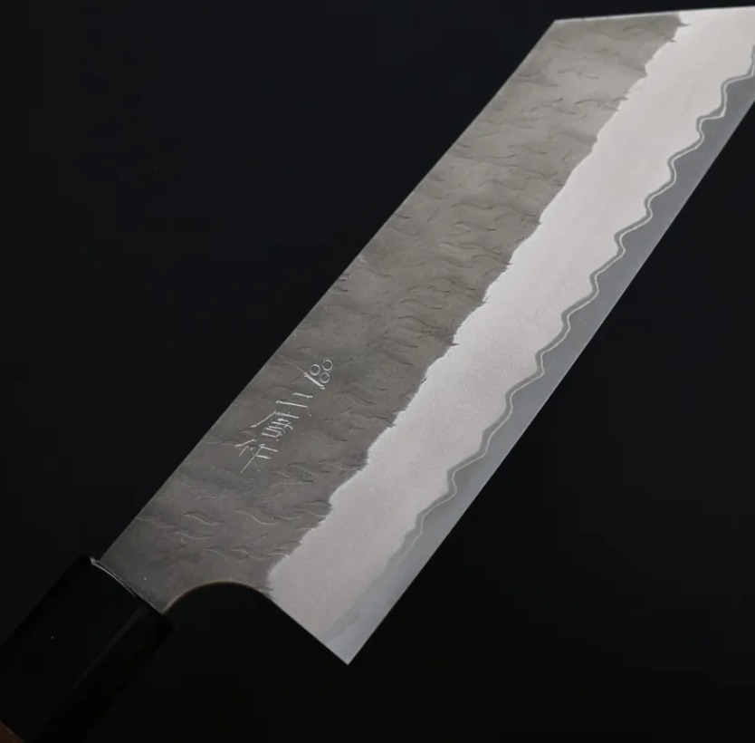 二唐刃物 菜切 180mm 青紙超級鋼 柳葉鎚目 (5) 二唐刃物 菜切 180mm 青紙超級鋼 柳葉鎚目