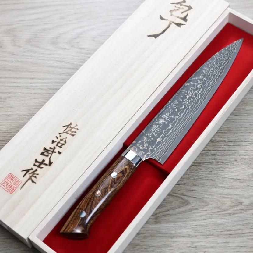 佐治武士 牛刀 240mm VG10W鋼 黑金大馬士革 沙漠鐵木 (2) 佐治武士 牛刀 240mm VG10W鋼 黑金大馬士革 沙漠鐵木