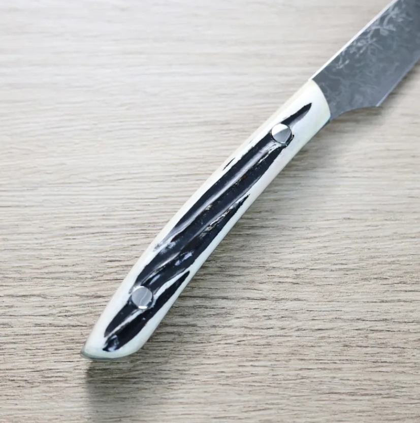 佐治武士 牛排刀 R2 鑽石大馬士革 白鹿角 (3) 佐治武士 牛排刀 R2 鑽石大馬士革 白鹿角