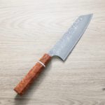 加藤義實 文化刀 170mm SG2粉末HSS鋼 黑染鎳大馬士革 花梨八角柄