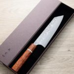 加藤義實 文化刀 170mm SG2粉末HSS鋼 黑染鎳大馬士革 花梨八角柄