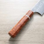 加藤義實 文化刀 170mm SG2粉末HSS鋼 黑染鎳大馬士革 花梨八角柄