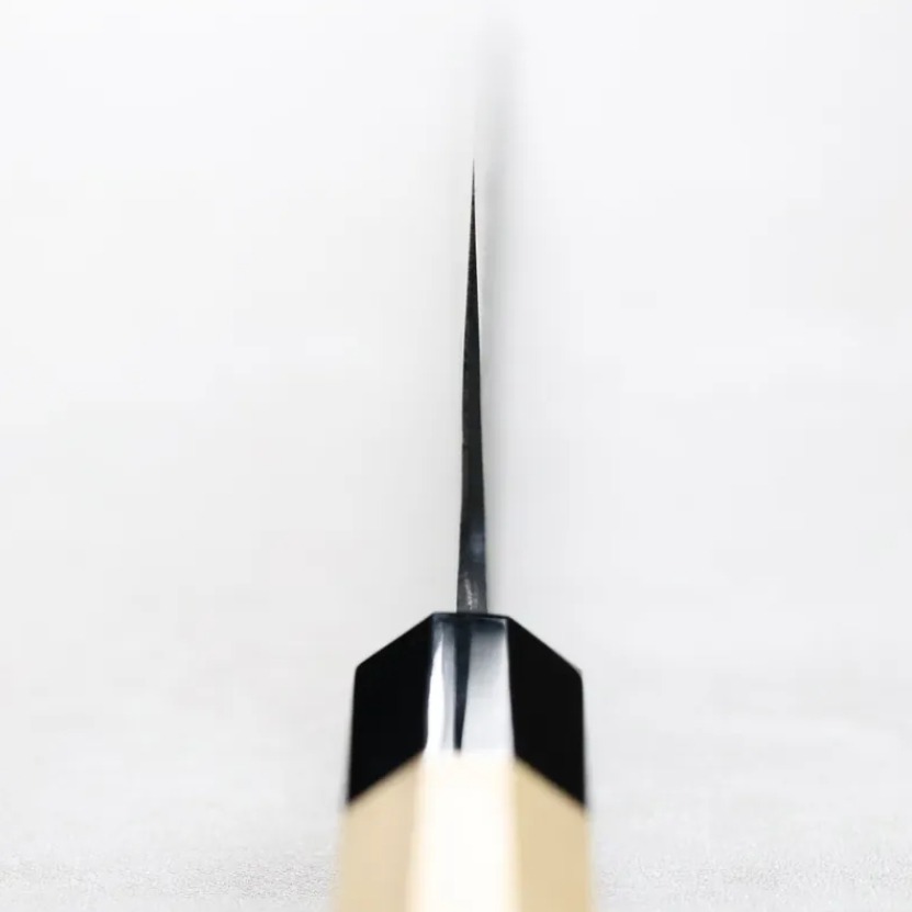 日野浦刃物 味方屋 牛刀 240mm 白紙鋼 黑打鍛地墨流 青森檜木八角柄 (4) 日野浦刃物 味方屋 牛刀 240mm 白紙鋼 黑打鍛地墨流 青森檜木八角柄