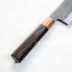 日野浦刃物 味方屋 菜切 165mm 白紙鋼 黑打鍛地墨流 黑檀八角柄