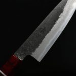 日野浦刃物 味方屋 蔬果刀 135mm 白紙鋼 黑打鍛地墨流 (5) 日野浦刃物 味方屋 蔬果刀 135mm 白紙鋼 黑打鍛地墨流 玫瑰木八角柄