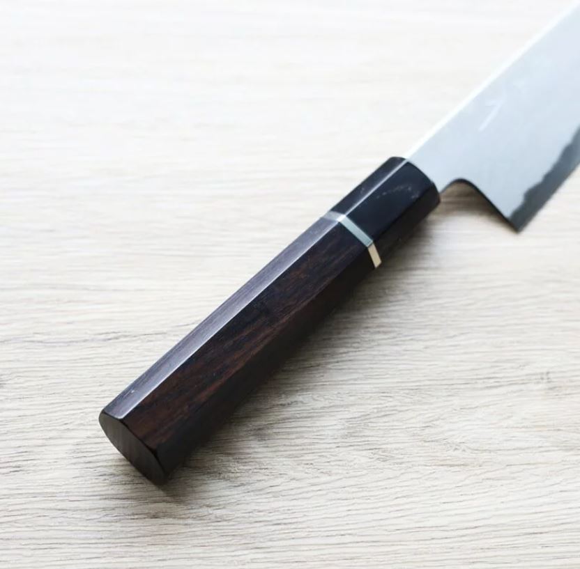 明神利器製作所 鐵人作 牛刀 210mm 青紙鋼 鍛流線 黑仕 (4) 明神利器製作所 鐵人作 牛刀 210mm 青紙鋼 鍛流線 黑仕