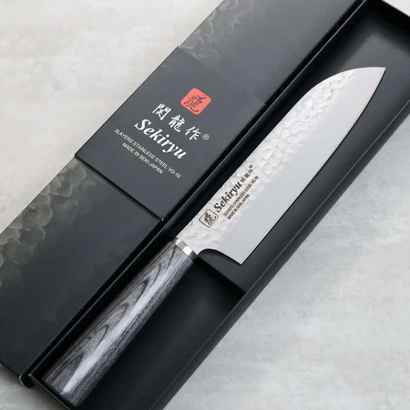 関龍作 三德 165mm VG10鋼 鎚目 (2) 関龍作 三德 165mm VG10鋼 鎚目