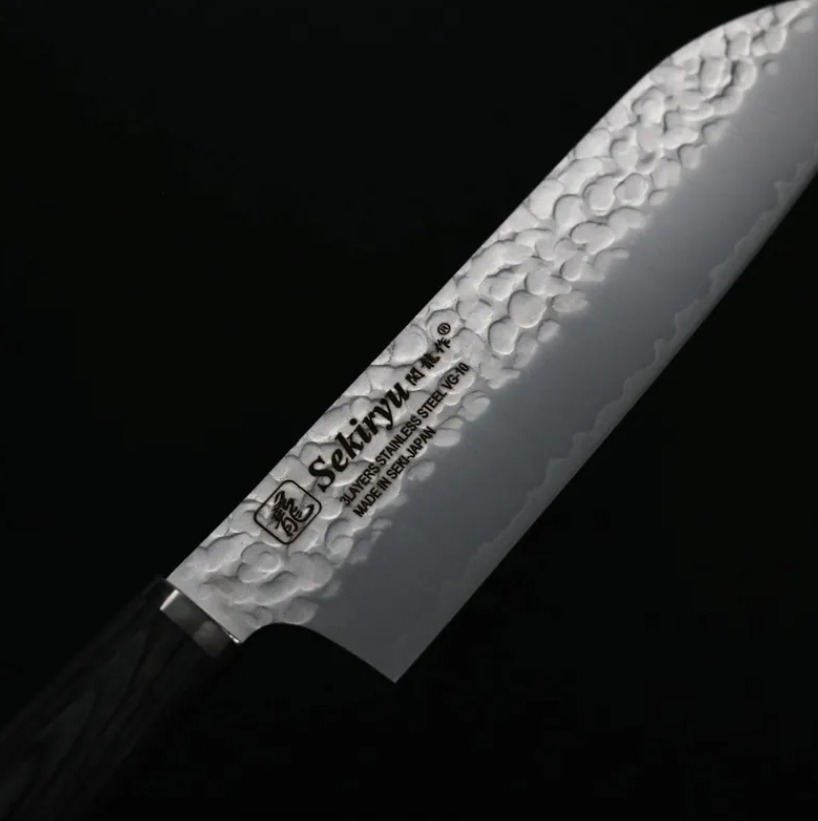 関龍作 三德 165mm VG10鋼 鎚目 (5) 関龍作 三德 165mm VG10鋼 鎚目