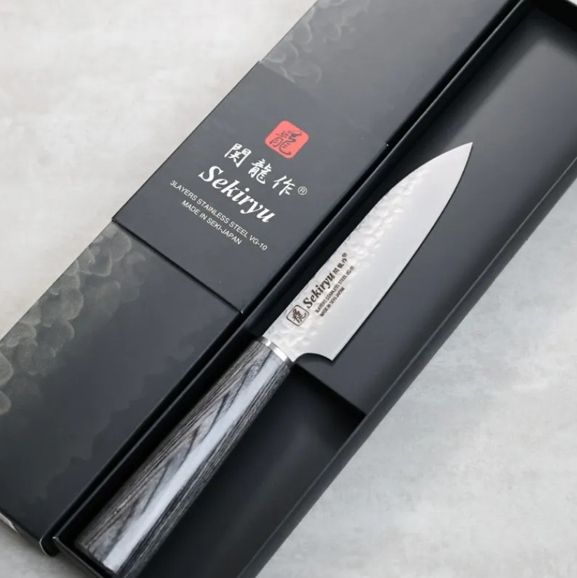 関龍作 蔬果刀 120mm VG10鋼 鎚目 (2) 関龍作 蔬果刀 120mm VG10鋼 鎚目