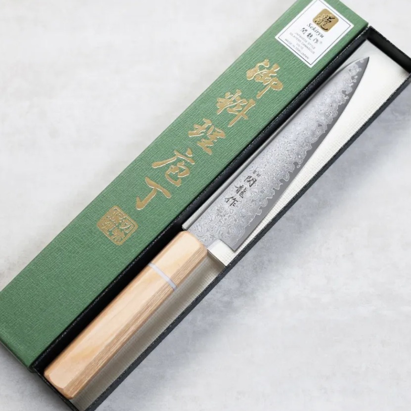 関龍作 蔬果刀 150mm VG10鋼 33層大馬士革 和柄