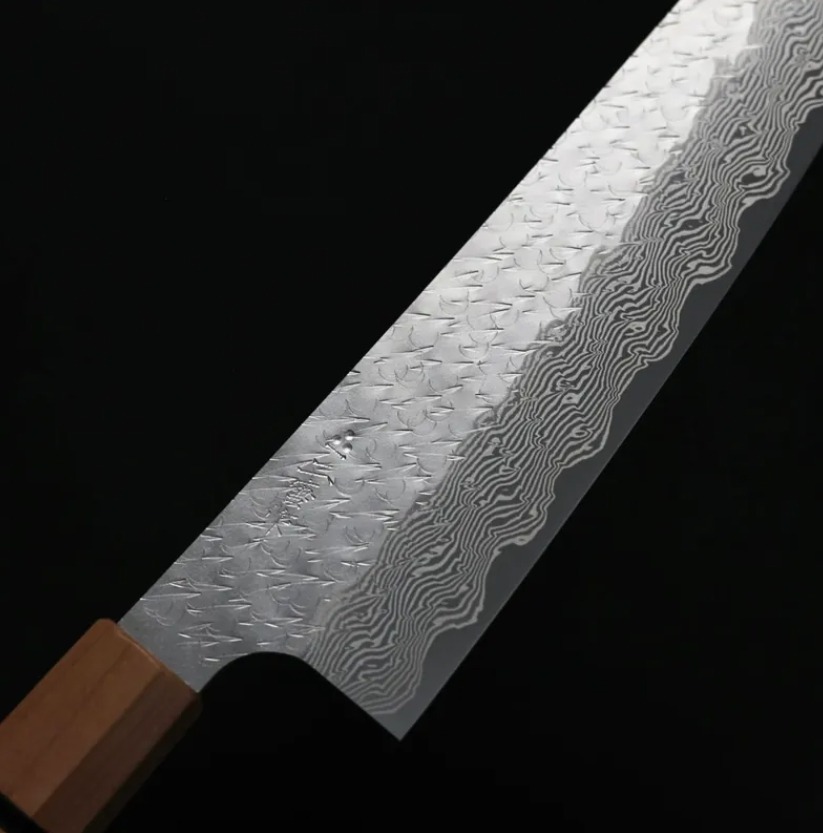 二唐刃物 牛刀 210mm <br>SG Strix粉末HSS鋼 鎚目大馬士革