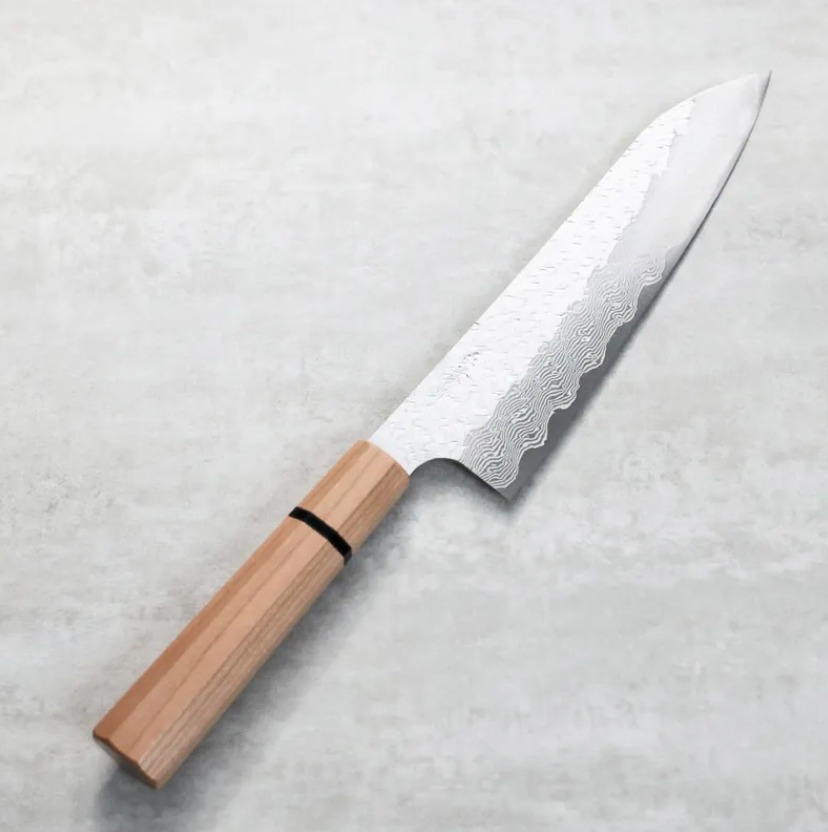 二唐刃物 牛刀 210mm <br>SG Strix粉末HSS鋼 鎚目大馬士革