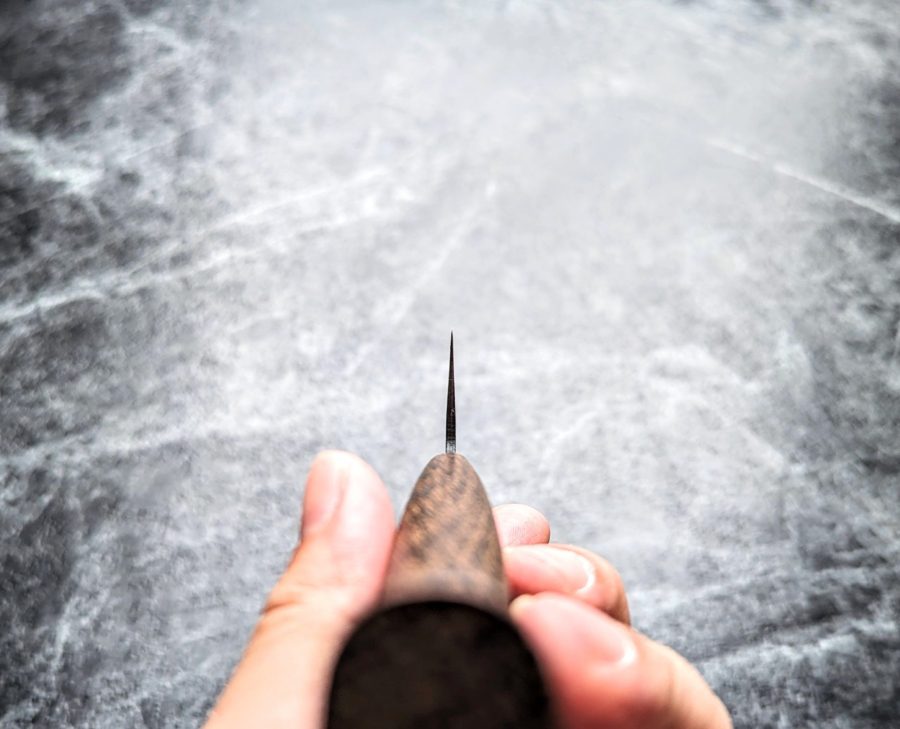 實光刃物 JOKKER 和三德 180mm 超級青紙鋼 黑打 槌目