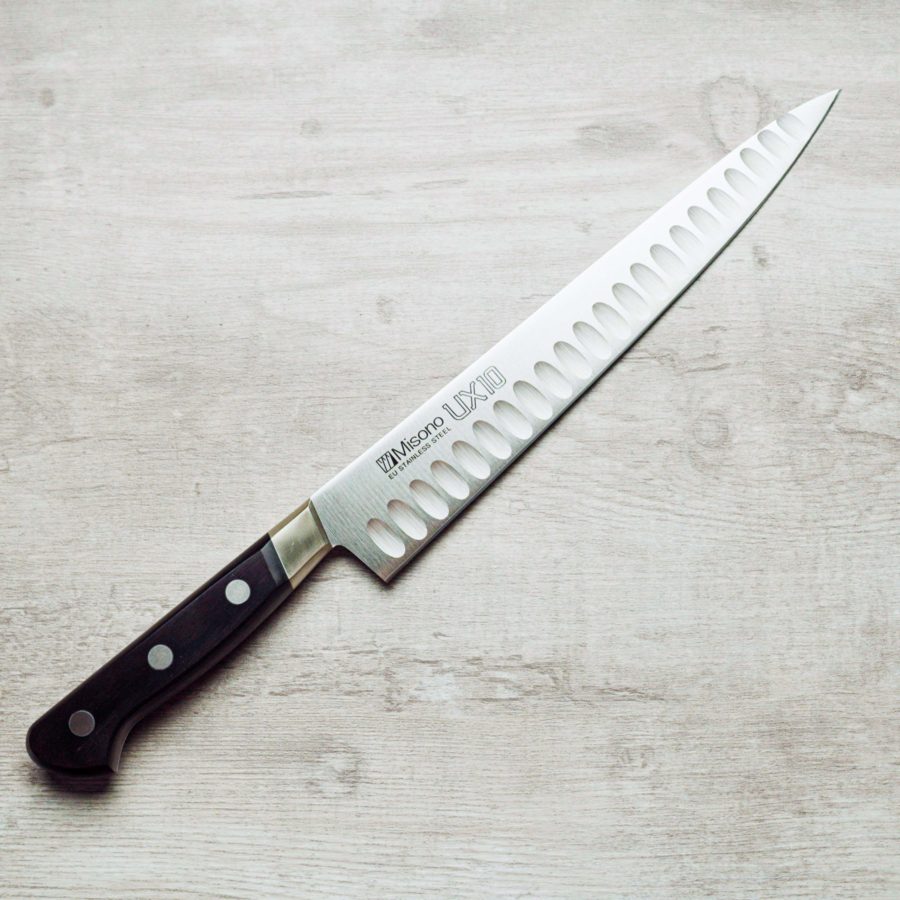 Misono UX10 氣槽 筋引 瑞典鋼 240mm 強化木西柄_1 MISONO UX10 雙面氣槽筋引<br>240mm 瑞典鋼