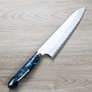 二唐刃物 牛刀 240mm <br>SG2粉末HSS鋼 磨鎚目 壓克力柄