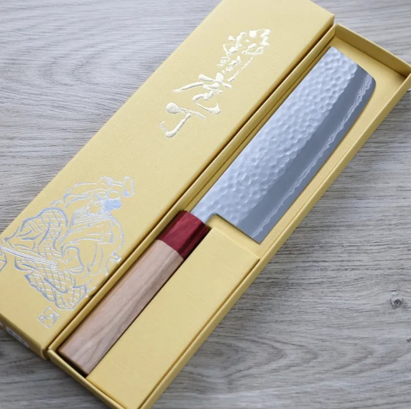 增谷訓生 寬版菜切 165mm VG10鋼 刻流 和柄 (2) 增谷訓生 寬版菜切 165mm VG10鋼 刻流 和柄