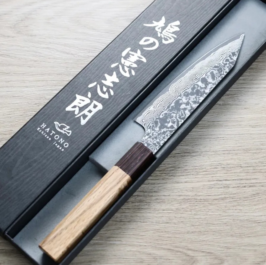 鳩野憲志朗 蔬果刀 135mm SG2 黑染大馬士革