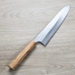 加藤義實 水波 切付牛刀 210mm SG2粉末HSS鋼 橄欖木柄