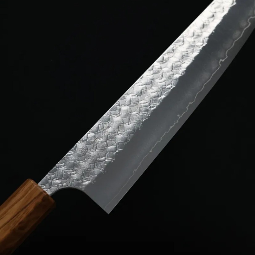 加藤義實 水波 切付牛刀 210mm SG2粉末HSS鋼 橄欖木柄